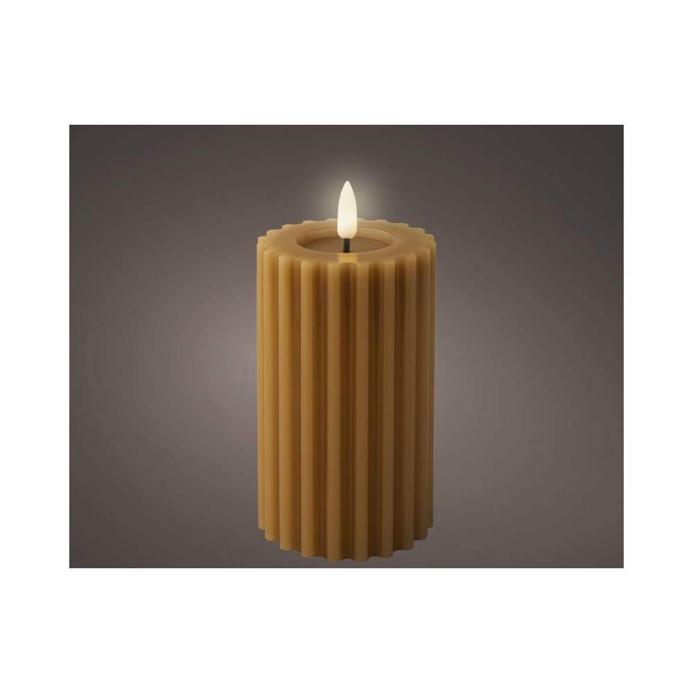 CANDELA LED RIGATA MARRONE H.14.8 CM.